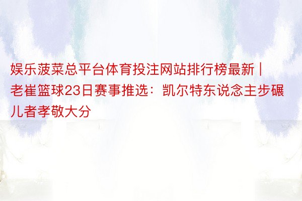 娱乐菠菜总平台体育投注网站排行榜最新 | 老崔篮球23日赛事推选：凯尔特东说念主步碾儿者孝敬大分